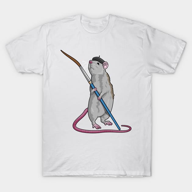 Rat as Painter with Paint brush T-Shirt by Markus Schnabel
